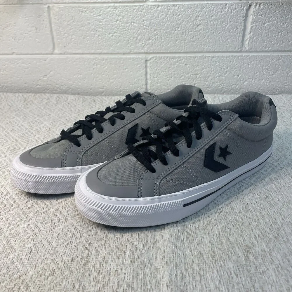 Converse Mens 10 Womens 11.5 Grey Black Sport Casual Ox Canvas Low Top Cushion - Picture 4 of 8